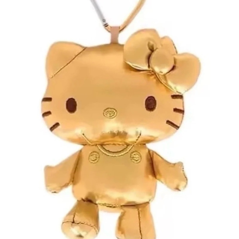 Sanrio Hello Kitty Metallic Gold Plush Pendant Key & Card Holder